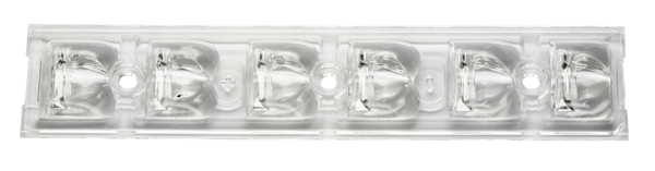 New asymmetrical Strada-T-6x1 street light lens array from LEDIL Asymmetrical Strada-T-6x1